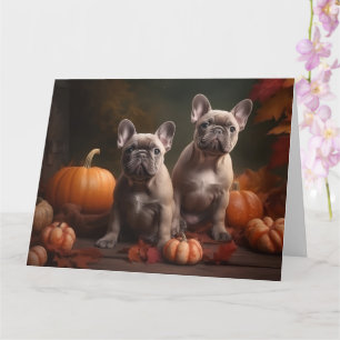 French Bulldog Puppy Autumn Delight Pumpkin Card
