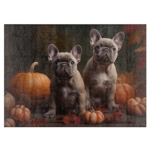 French Bulldog Puppy Autumn Delight Pumpkin Cutting Board (Front)