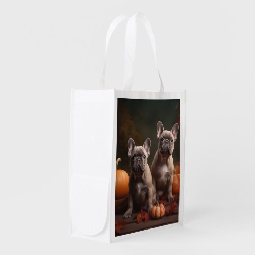 French Bulldog Puppy Autumn Delight Pumpkin Grocery Bag