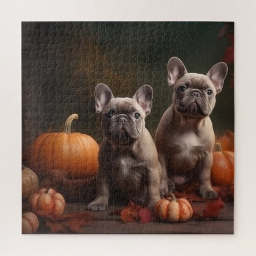 French Bulldog Puppy Autumn Delight Pumpkin Jigsaw Puzzle