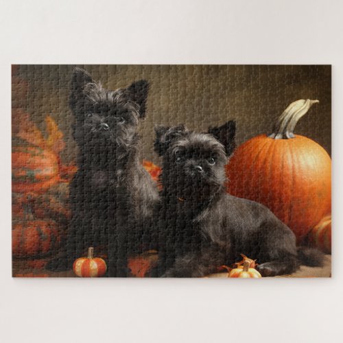 French Bulldog Puppy Autumn Delight Pumpkin Jigsaw Puzzle