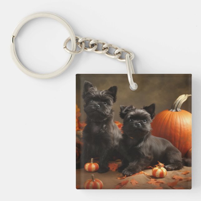 French Bulldog Puppy Autumn Delight Pumpkin Keychain (Front)