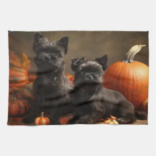 French Bulldog Puppy Autumn Delight Pumpkin Kitchen Towel
