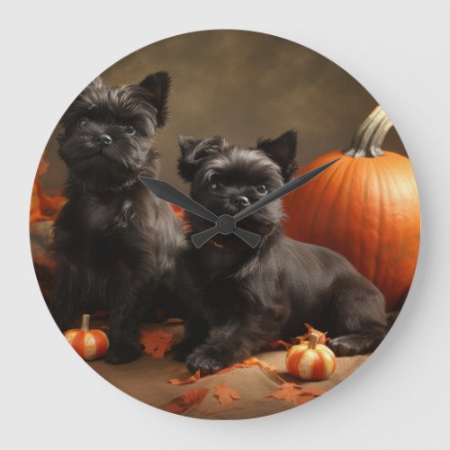 French Bulldog Puppy Autumn Delight Pumpkin Large Clock