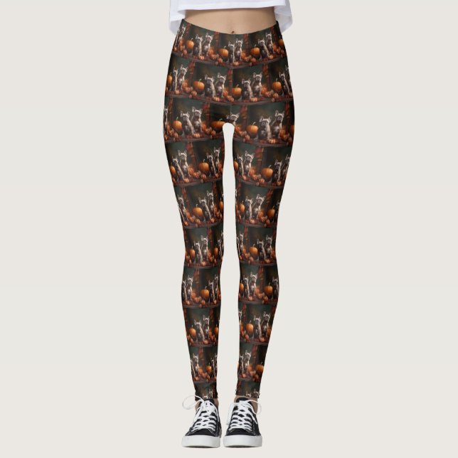 French Bulldog Puppy Autumn Delight Pumpkin Leggings (Front)