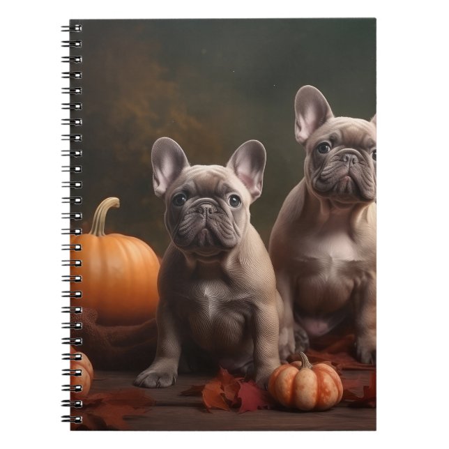 French Bulldog Puppy Autumn Delight Pumpkin Notebook (Front)