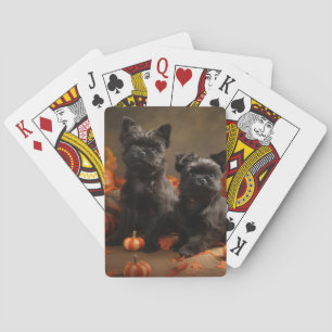 French Bulldog Puppy Autumn Delight Pumpkin Poker Cards