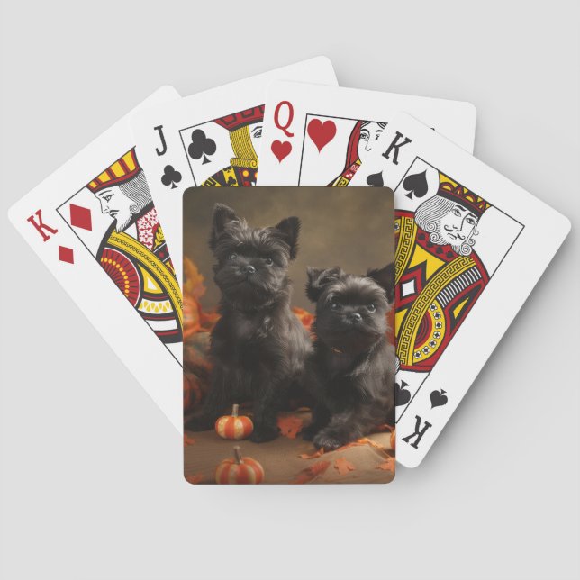 French Bulldog Puppy Autumn Delight Pumpkin Poker Cards (Back)