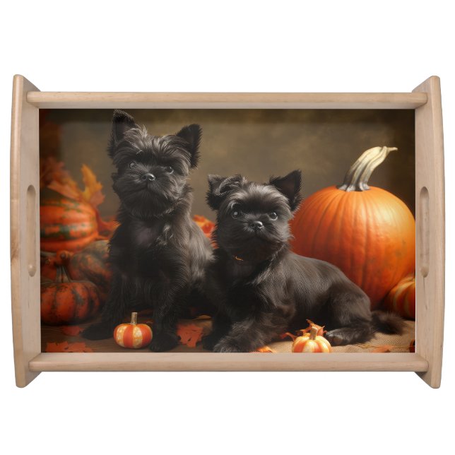 French Bulldog Puppy Autumn Delight Pumpkin Serving Tray (Front)