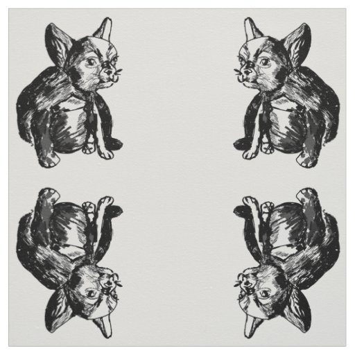 French Bulldog Puppy Custom Cotton Twill Fabric