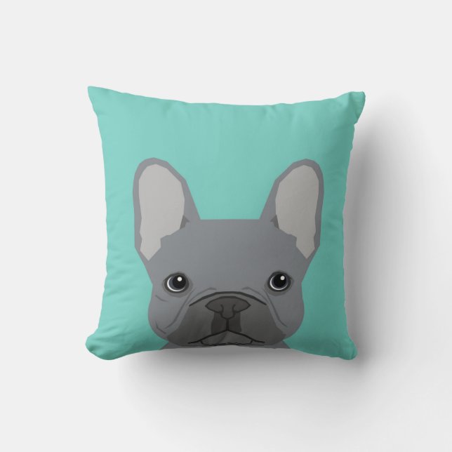 French Bulldog puppy cute mint funny dog pillow (Front)