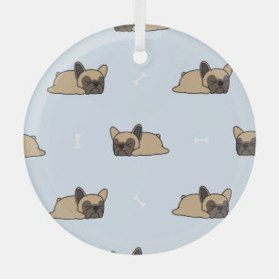 French bulldog puppy, cute sleeping pattern. glass ornament