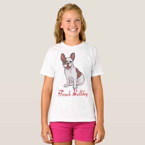 French Bulldog Puppy Dog Cartoon Girls T_Shirt