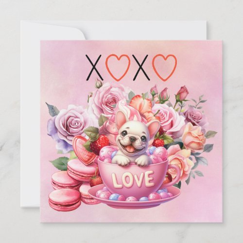 French Bulldog Puppy Dog for Valentines Day Holiday Card