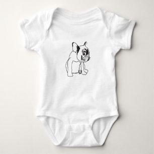 French Bulldog  Puppy Drawing Jersey Bodysuit