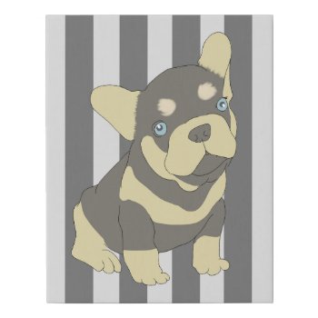French Bulldog Puppy Faux Wrapped Canvas Print by Visages at Zazzle