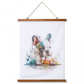French Bulldog Puppy Frenchie Watercolor Art Hanging Tapestry