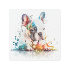 French Bulldog Puppy Frenchie Watercolor Metal Print
