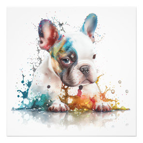 French Bulldog Puppy Frenchie Watercolor Photo Print
