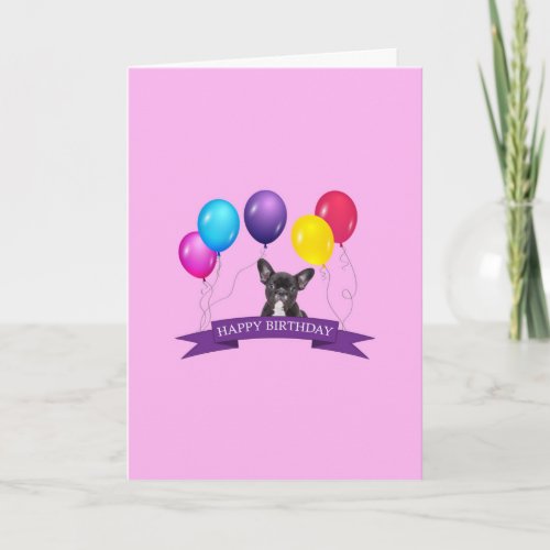 French BullDog Puppy Happy Birthday Greeting Card