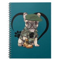 French Bulldog Puppy in Camo Outfit & Green Beret