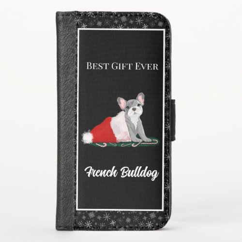 French Bulldog Puppy In Santas Hat iPhone X Case