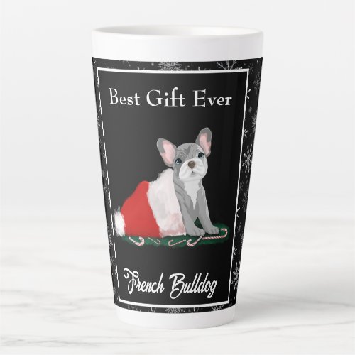 French Bulldog Puppy In Santas Hat Latte Mug