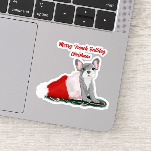 French Bulldog Puppy In Santas Hat Sticker