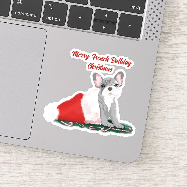 French Bulldog Puppy In Santa’s Hat Sticker (Detail)