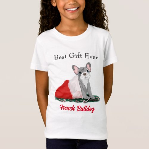  French Bulldog Puppy In Santaâs Hat T_Shirt