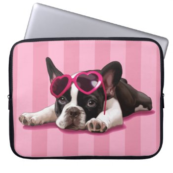 French Bulldog Puppy Laptop Sleeve by MarylineCazenave at Zazzle