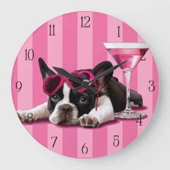 French Bulldog Puppy Large Clock by MarylineCazenave at Zazzle