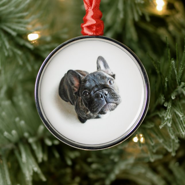 French Bulldog Puppy Metal Ornament (Tree)