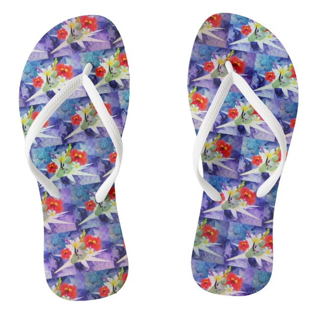 French Bulldog Puppy On A Leaf, Thongs Flip Flops (Footbed)