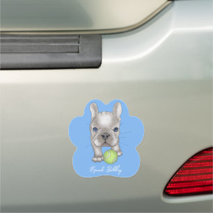 French Bulldog puppy on blue Car Magnet