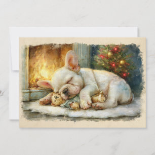 French Bulldog Puppy Sleeping Christmas Holiday Card