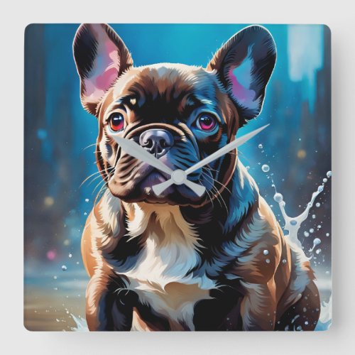 French Bulldog Puppy Square Wall Clock