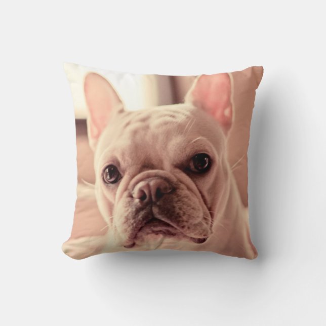 French Bulldog Puppy Throw Pillow (Front)