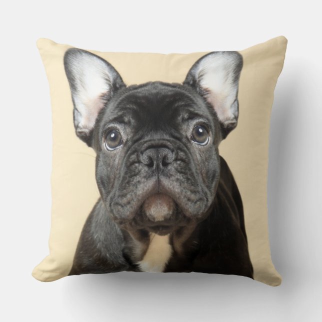 French Bulldog Puppy Throw Pillow (Front)