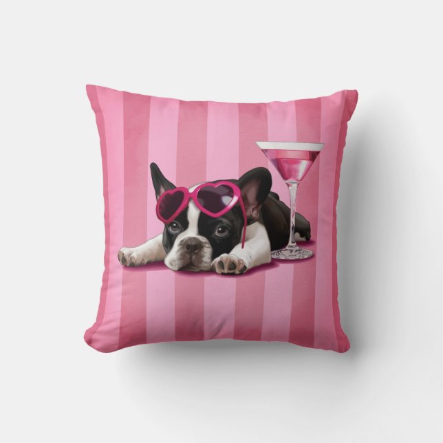 French Bulldog Puppy Throw Pillow (Front)