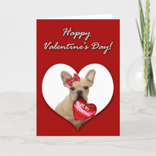 French Bulldog puppy Valentines Day Card