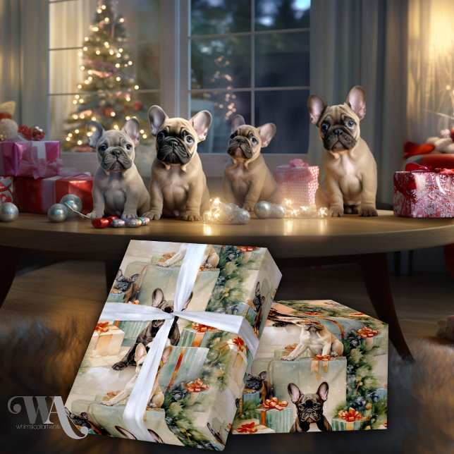 French Bulldog Puppy Wonderland Christmas  Wrapping Paper (Creator Uploaded)