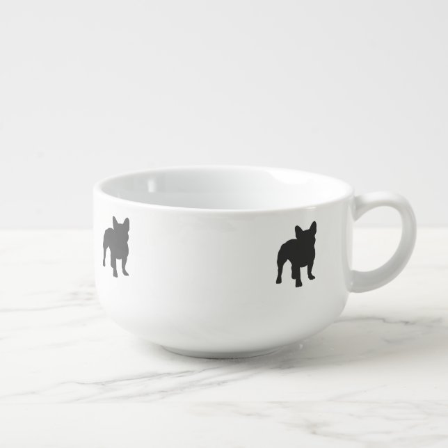 French Bulldog purebred dog silhouette Soup Mug (Left)