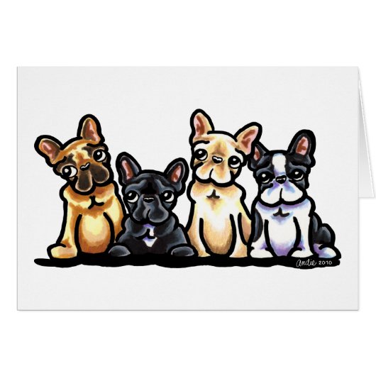 French Bulldog Quartet Cards (Front Horizontal)