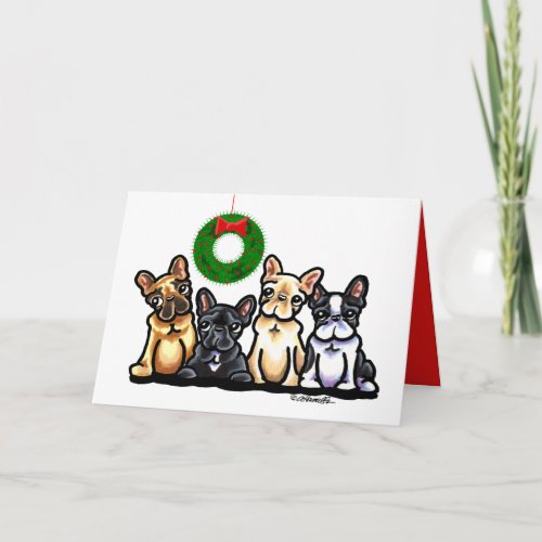 French Bulldog Quartet Christmas Holiday Card