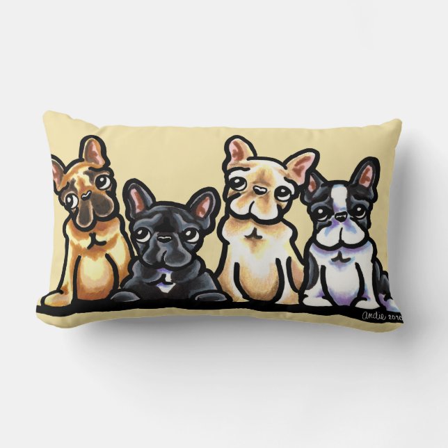 French Bulldog Quartet Lumbar Pillow (Front)