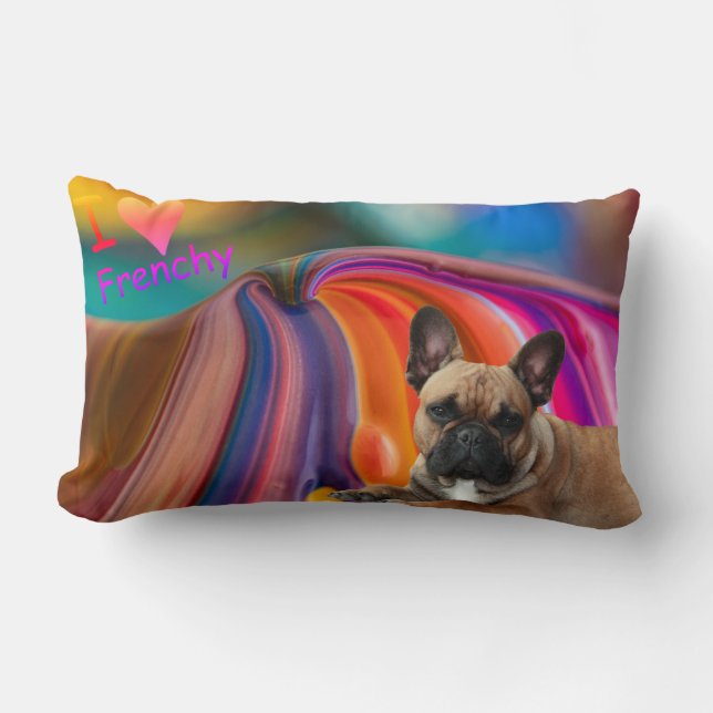French Bulldog Rainbow French Bulldog Lumbar Pillow (Front)
