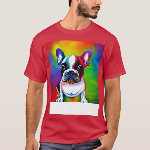 French Bulldog Rainbow Painting T_Shirt