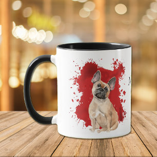 French Bulldog Red Abstract Background Mug
