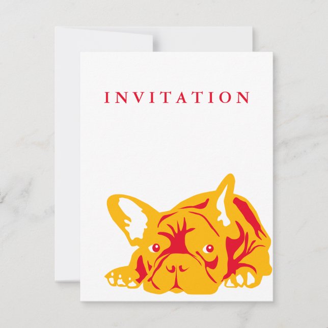 French Bulldog red Invitation (Front)